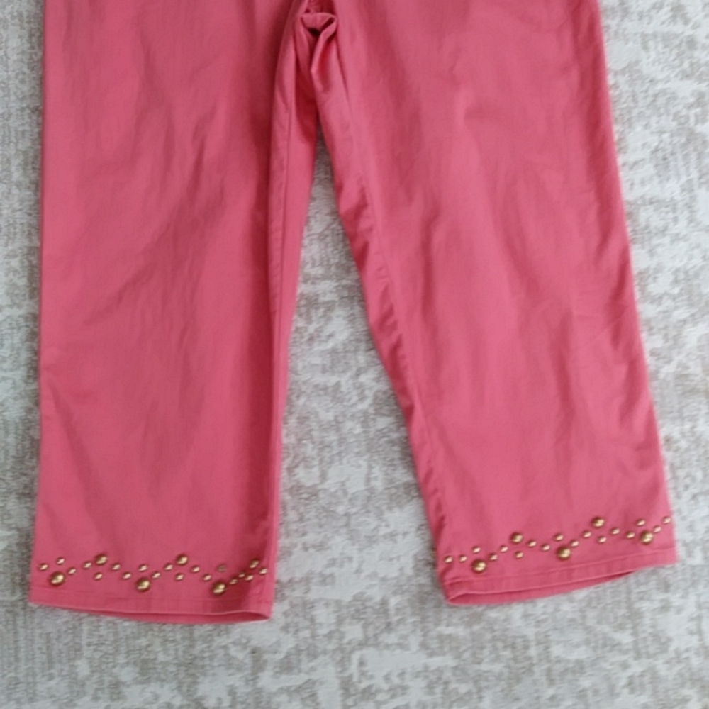 Brielle Blvd. Embellsihed Capri Pants 14P Pink Orange - Picture 4 of 16